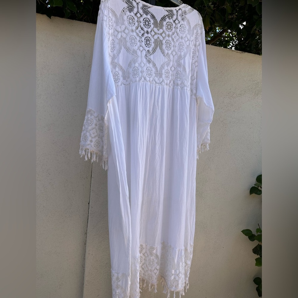 NWT Ornella Paris White Crochet Lace Boho Dress - Picture 8 of 9